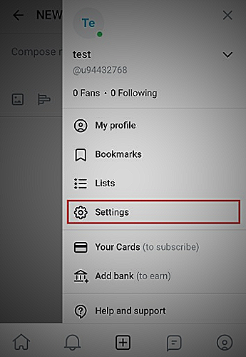 OnlyFans Settings page screenshot - how to see onlyfans subscriptions
